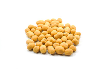 Indonesian traditional snack egg coated peanut made with peanuts mixed with egg