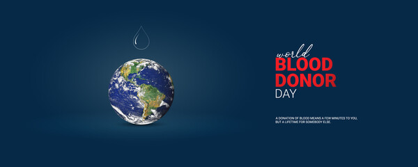 World Blood Donor Day, June 14th, vector design, with blood bag transferring blood concept
