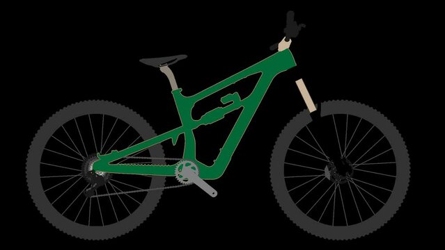 mountaain bike cycling vector, bicycle isolated on  transparent video background, Bicyclist on the abstract background, 02 green color frame bike. 