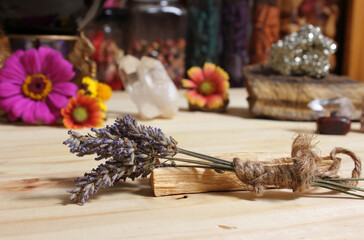 Yellow Flower With Pyrite Rocks and Crystals