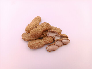 A few nuts on white background