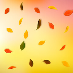 Falling autumn leaves. Red, yellow, green, brown n