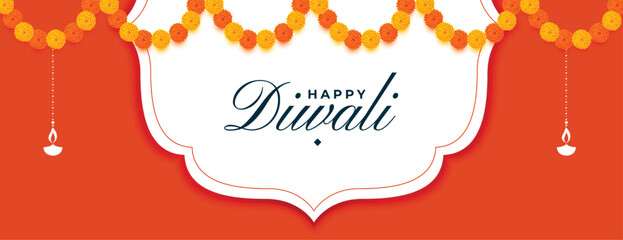 diwali traditional banner with lantern and floral design © starlineart
