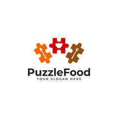 Obraz premium Food Logo Design With Puzzle Concept