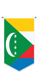 Comoros flag in soccer pennant, various shape.