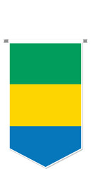 Gabon flag in soccer pennant, various shape.