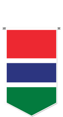 Gambia flag in soccer pennant, various shape.