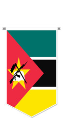 Mozambique flag in soccer pennant, various shape.