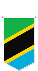 Tanzania flag in soccer pennant, various shape.