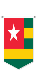 Togo flag in soccer pennant, various shape.