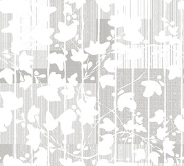 artistic floral seamless pattern Vintage textures effect stylish background Illustration fern, leaf tropical branch, lavender, eucalyptus leaves on linen textured. Trendy 2023-flowers designs