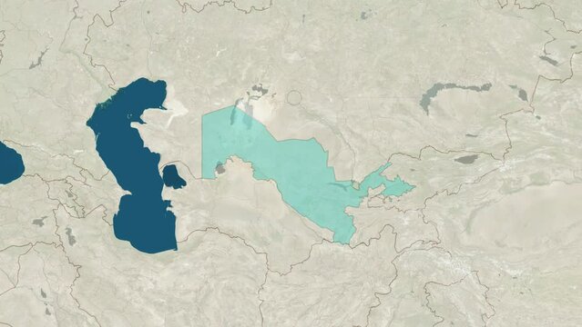 Zoom in to the map of Uzbekistan with text, textless, and with flag