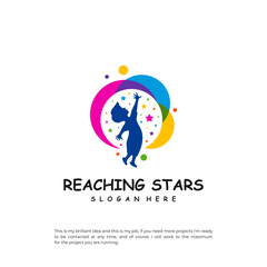 Reaching Stars Logo Design Template. Dream star logo vector. Emblem, Colorful, Creative Icon Symbol