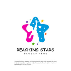 Reaching Stars Logo Design Template. Dream star logo vector. Emblem, Colorful, Creative Icon Symbol
