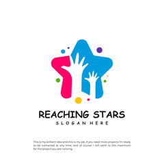 Reaching Stars Logo Design Template. Dream star logo vector. Emblem, Colorful, Creative Icon Symbol