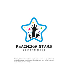 Obraz premium Reaching Stars Logo Design Template. Dream star logo vector. Emblem, Colorful, Creative Icon Symbol