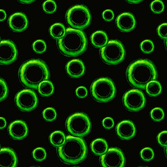 seamless pattern green circles black background