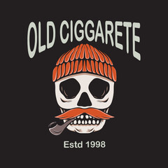 Adobe Illustrator Artworkskull head logo illustration saying old cigarette