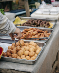 Trays of glutinous rice sesame balls called 
