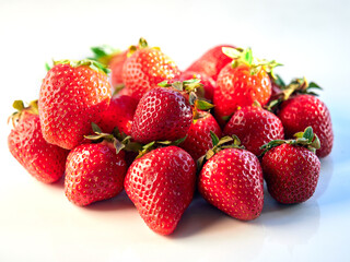 Fresh, red and delicious strawberries, on a white background