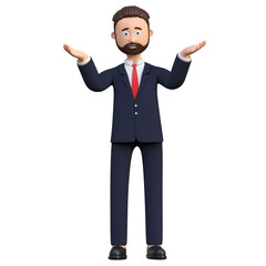 businessman shrugs his shoulders 3d character illustration