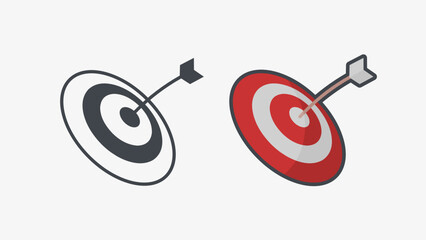 set of arrows and target icons isolated on white background