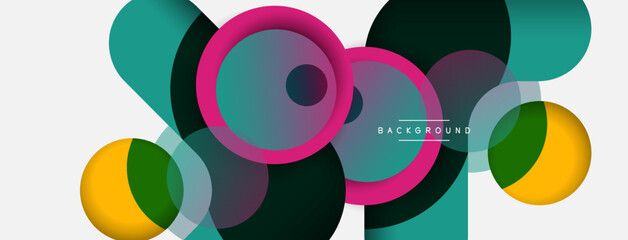 Vector round shapes circles minimal geometric background. Vector illustration for wallpaper banner background or landing page