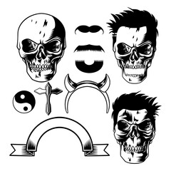 skull black white 
