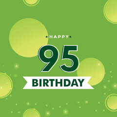95th Birthday celebration with yellow-green circle isolated on green background. Premium design for poster, banner, greeting card, birthday party, happy birthday card, and celebration events. 