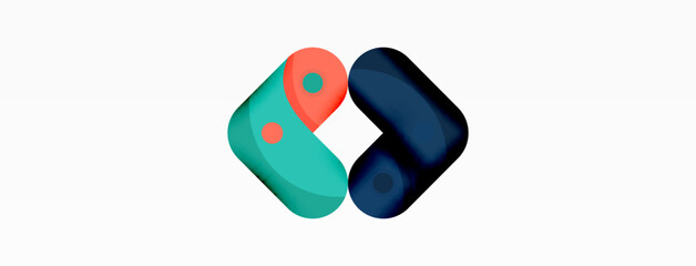 Creative geometric wallpaper. Round arrow shape minimal geometric background. Techno business template for wallpaper, banner, background or landing