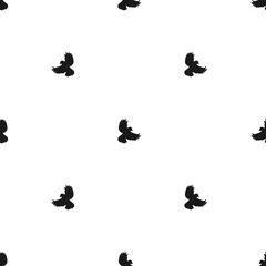 Seamless abstract pattern with black flying birds on white background.