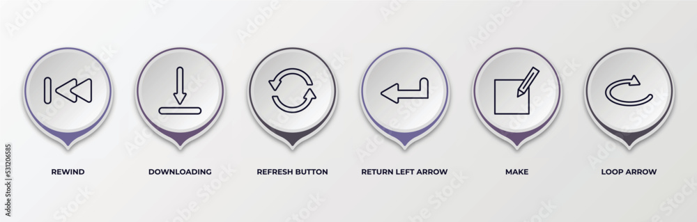 Poster infographic template with outline icons. infographic for user interface concept. included rewind, do