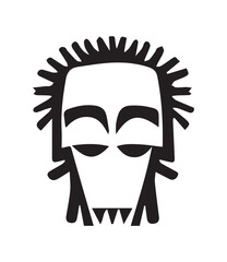 Alien monster face, isolated vector illustration.