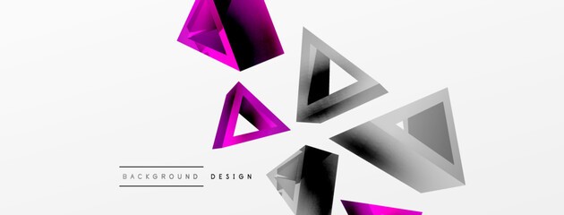 Triangle abstract background. 3d vector basic shape technology or business concept composition. Trendy techno business template for wallpaper, banner, background or landing
