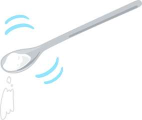 白い粉を乗せたスプーン、匙加減