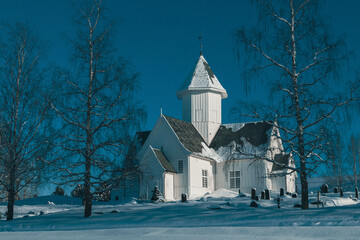 Kolbu Church, Toten, Norway, in winter - version II