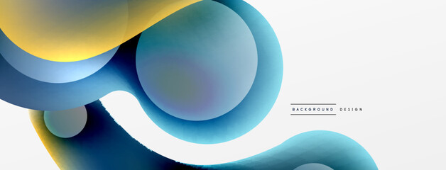 Fluid abstract background. Liquid color gradients composition. Round shapes and circle flowing design for wallpaper, banner, background or landing