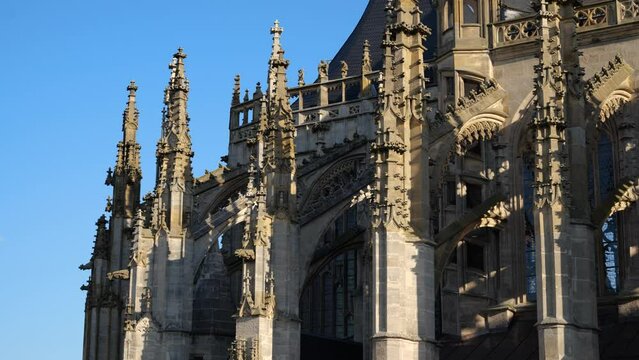 Gothic cathedral facade detail in Kutna Hora, Czech Republic