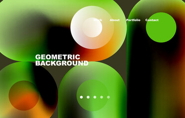 Website landing page abstract geometric background. Circles and round shapes. Web page for website or mobile app wallpaper