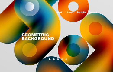 Circles and round shapes landing page abstract geometric background. Web page for website or mobile app wallpaper