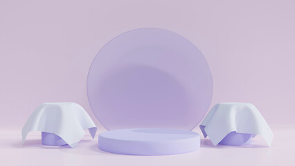 Product display podium stand on Blue pastel background. 3D rendering .