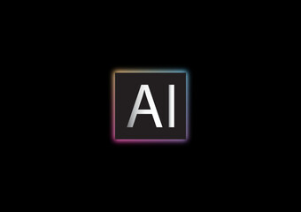 lowercase letter ai colorful gradient glow on a black background