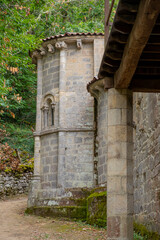 Medieval Romanesque style monastery of Santa Cristina de Ribas de Sil. Ribeira Sacra, World Heritage Site in Galicia, Spain