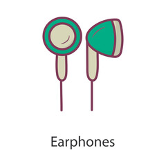 Earphones Filled Outline Icon Design illustration. Music Symbol on White background EPS 10 File