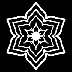 White Flower mehndi pattern for Henna drawing and tattoo.Mandala coloring book simple and basic for beginners, seniors and children. 