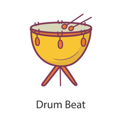 Fototapeta na wymiar Drum Beat Filled Outline Icon Design illustration. Music Symbol on White background EPS 10 File