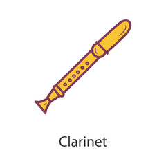 Clarinet Filled Outline Icon Design illustration. Music Symbol on White background EPS 10 File