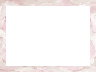 ピンク色のオシャレな大理石のような水彩フレーム