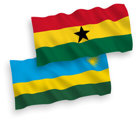 Flags of Republic of Rwanda and Ghana on a white background