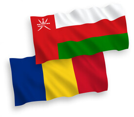 Flags of Romania and Sultanate of Oman on a white background